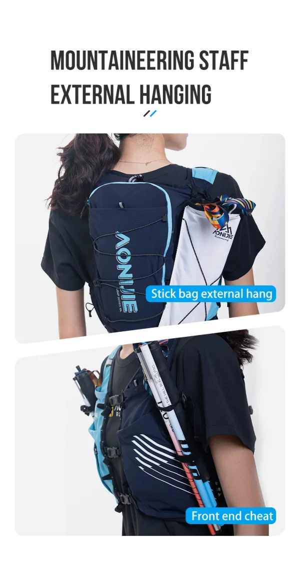 Mochila Trail Running 10 Lts Aonijoe Azul/Celeste - Imagen 4