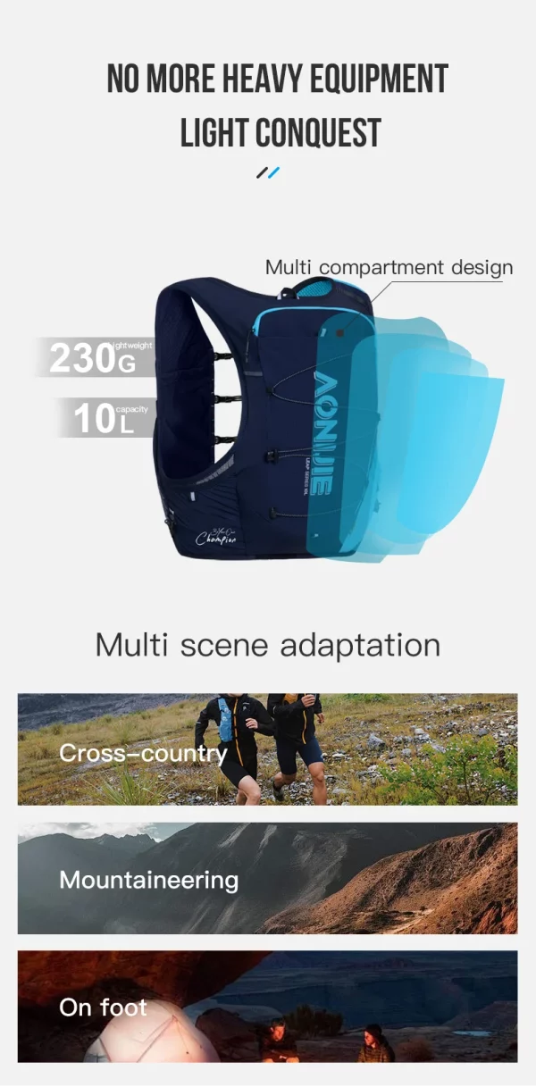 Mochila Trail Running 10 Lts Aonijoe Azul/Celeste - Imagen 5