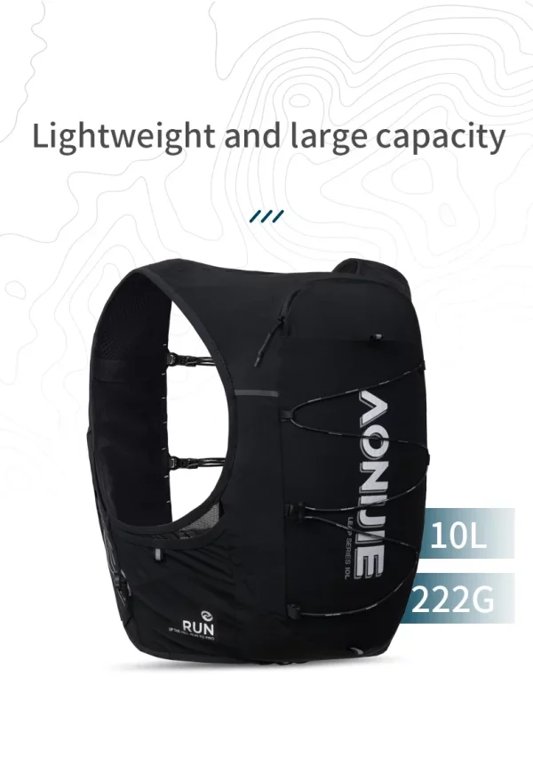 Mochila Trail Running Negra 10 litros AONIJIE - Imagen 2