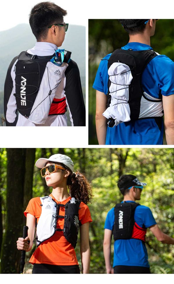 Mochila Trail Running 10 Lts Aonijie Negra con Blanco - Imagen 6
